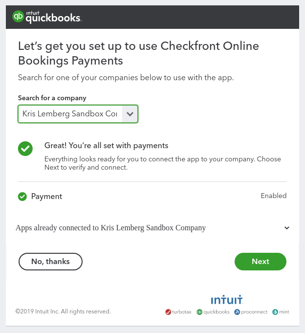 Click Next to Confirm Company