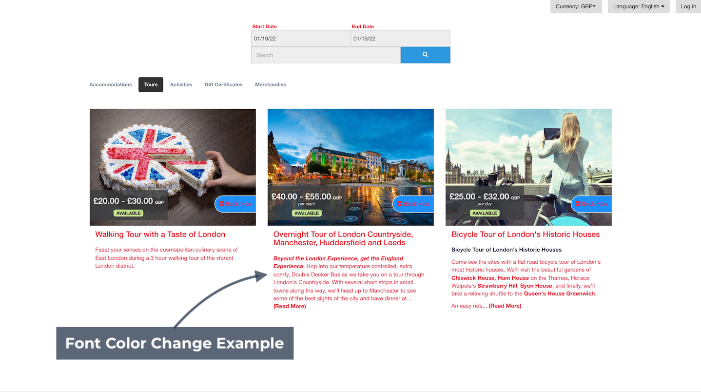 Joomla Font Color Change