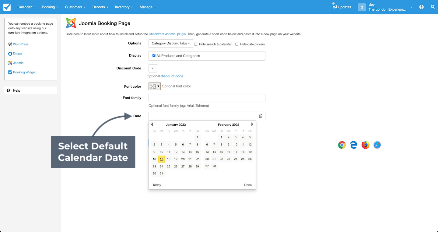 Joomla Date Setting
