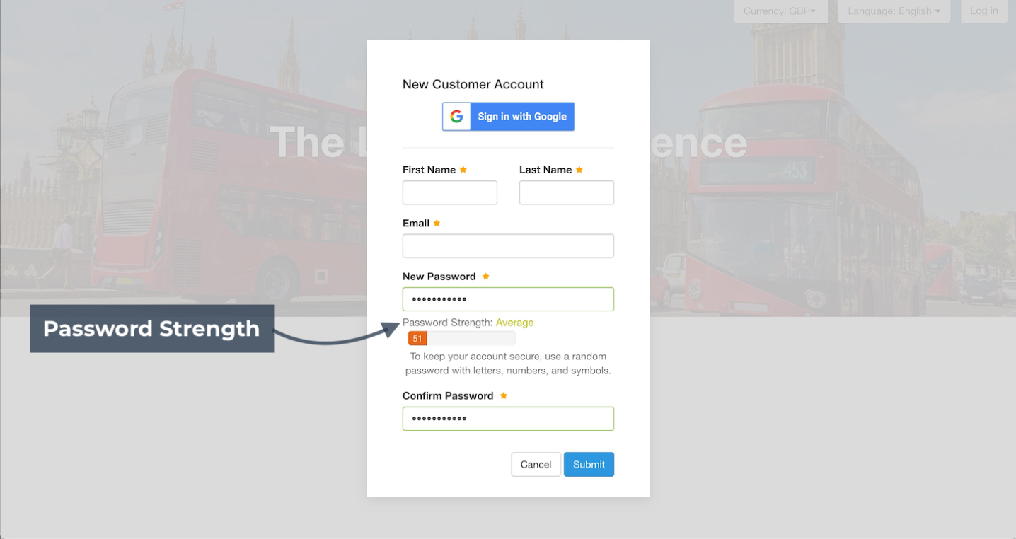 Customer Account Create Password