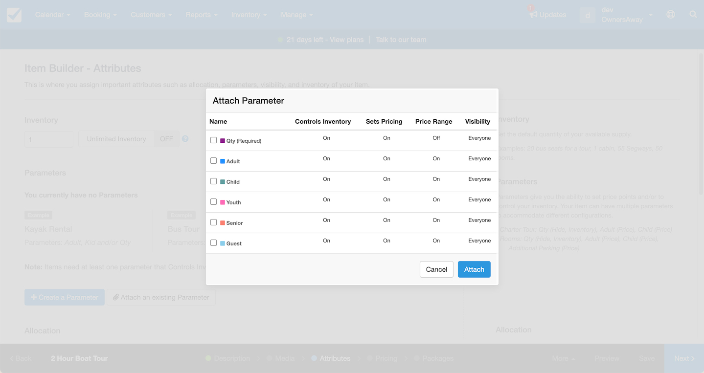 Attach Parameter