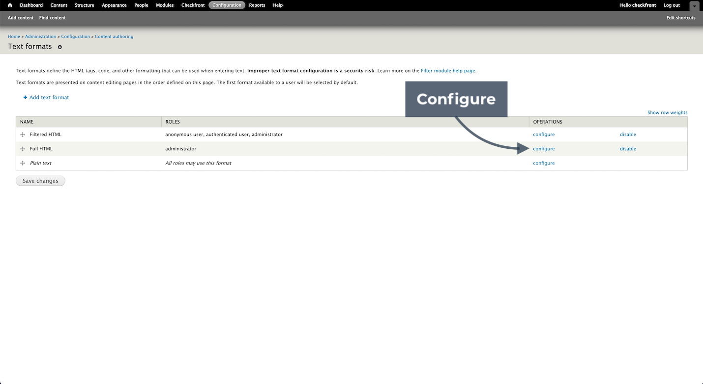 Drupal HTML Configure