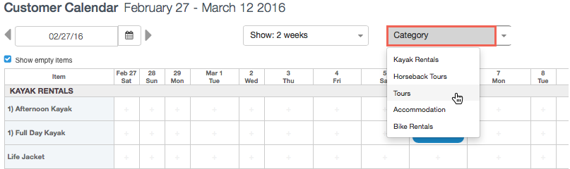 Customer Calendar Category
