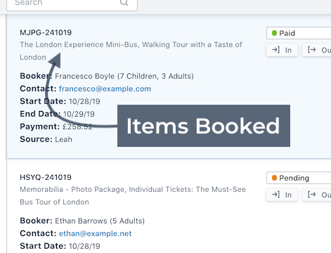 Items Booked