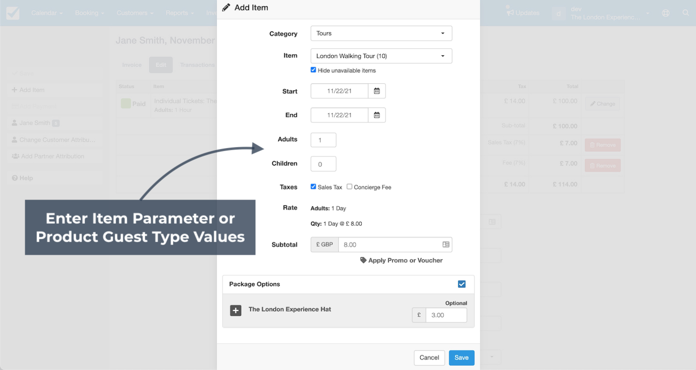 Add Parameters/Guest Types