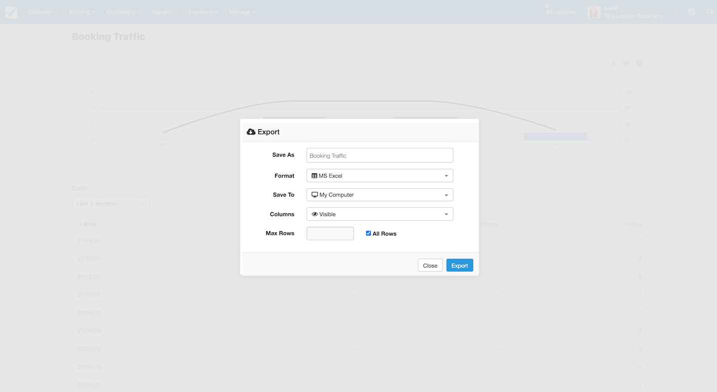 Booking Traffic Export