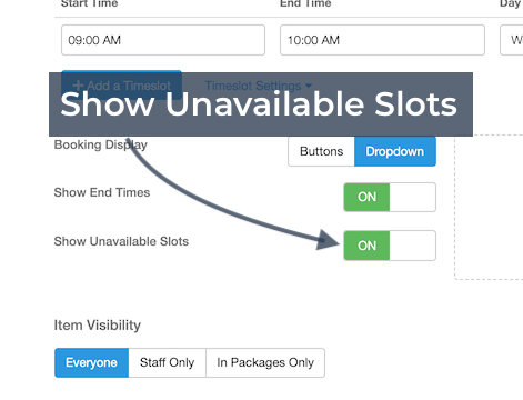 Show Unavailable Timeslots