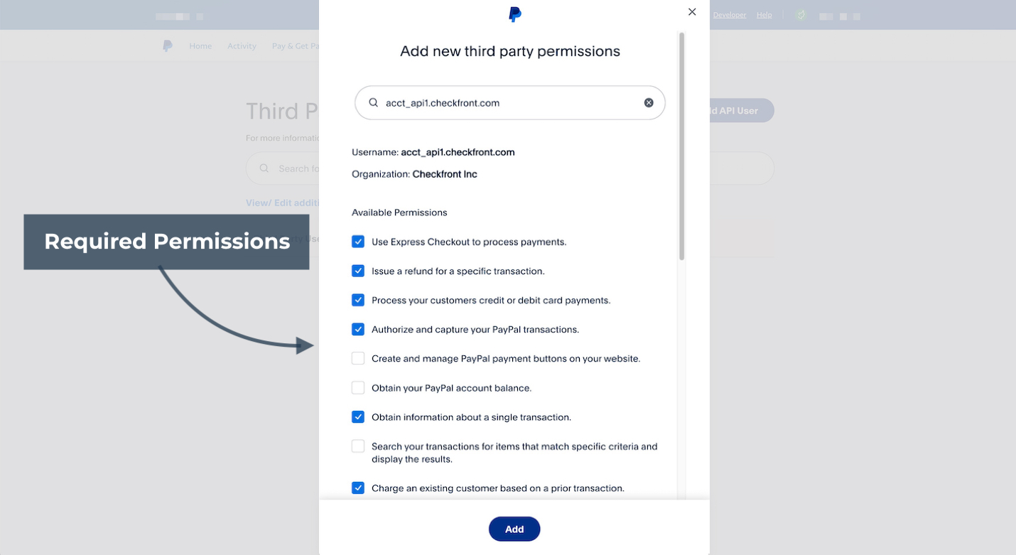 PayPal API Permissions