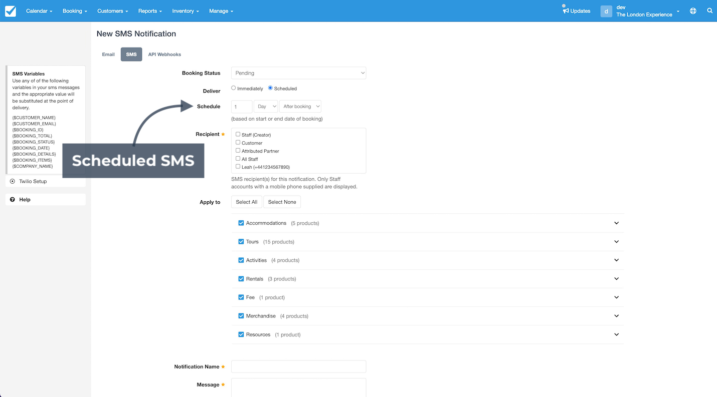 Twilio Scheduled SMS