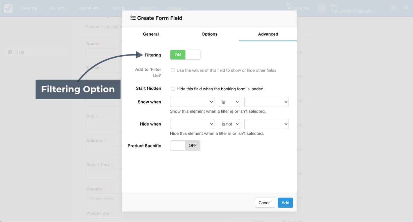 Form Filtering On
