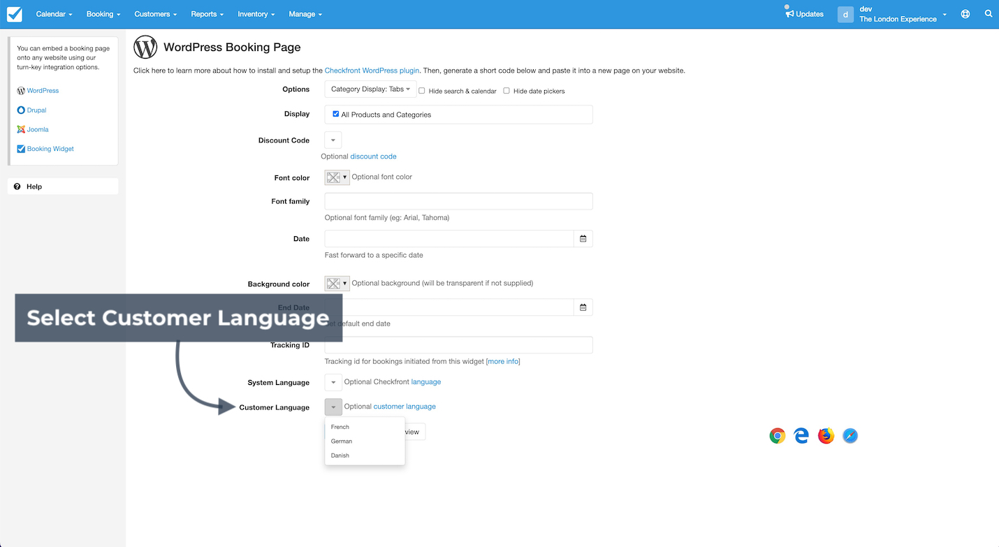 WordPress Customer Language