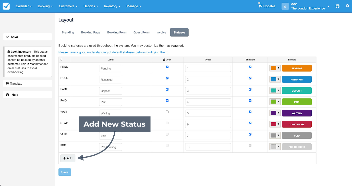 Add Booking Status