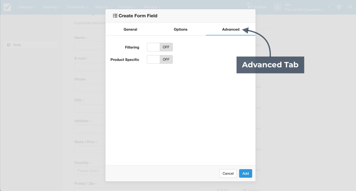 Advanced Tab