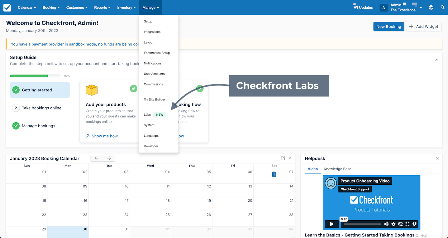 Accessing Checkfront Labs