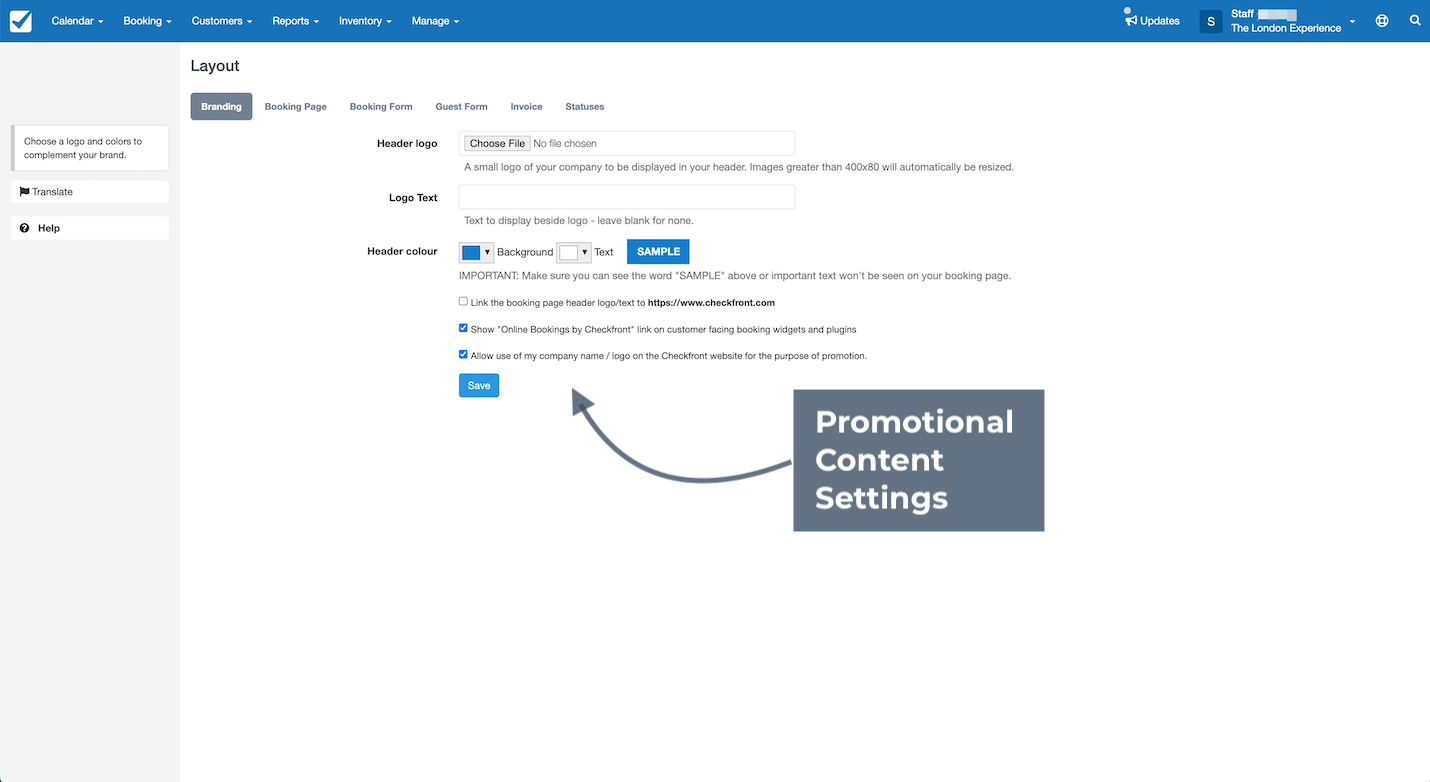 Booking Page Branding