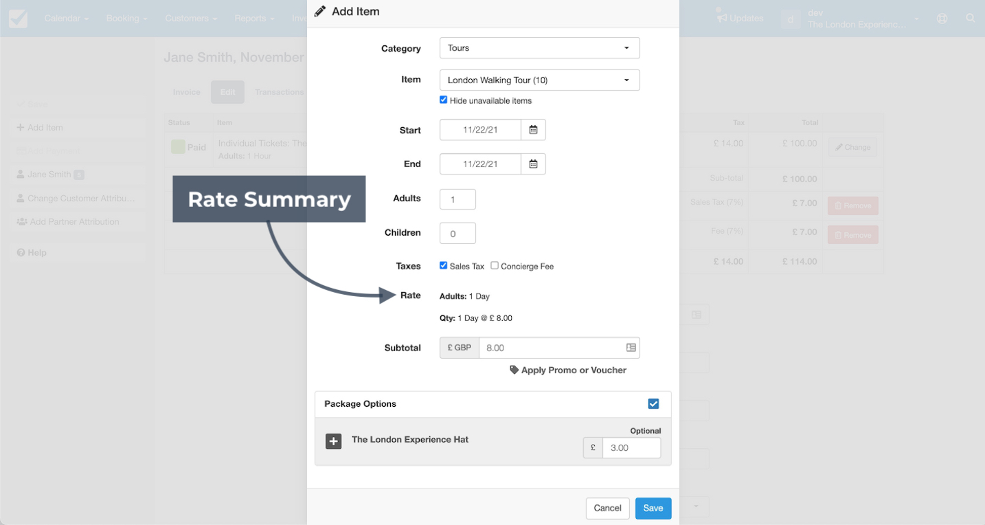 Rate Summary
