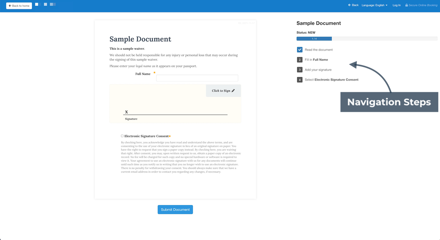 Waivers Navigation Steps