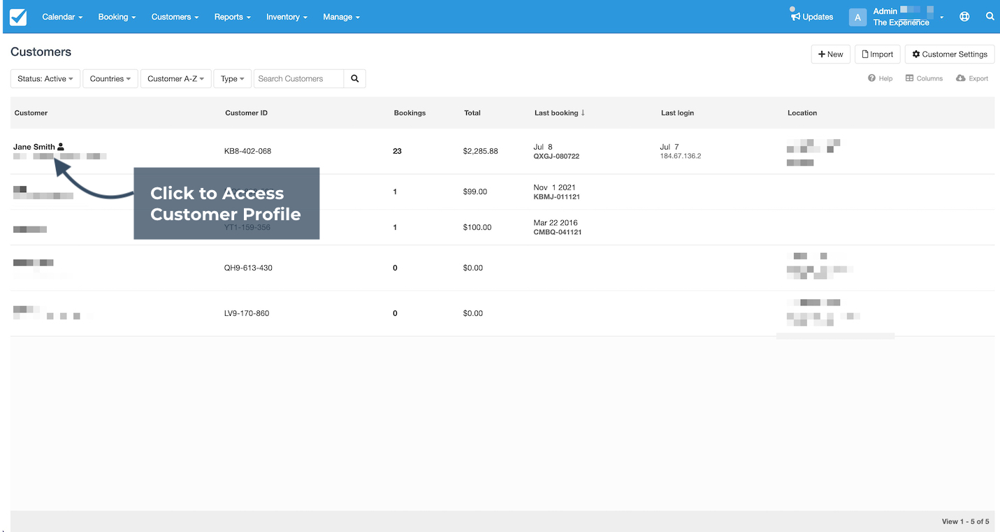 Customer profile information view with highlighted section showing editable contact and address details.