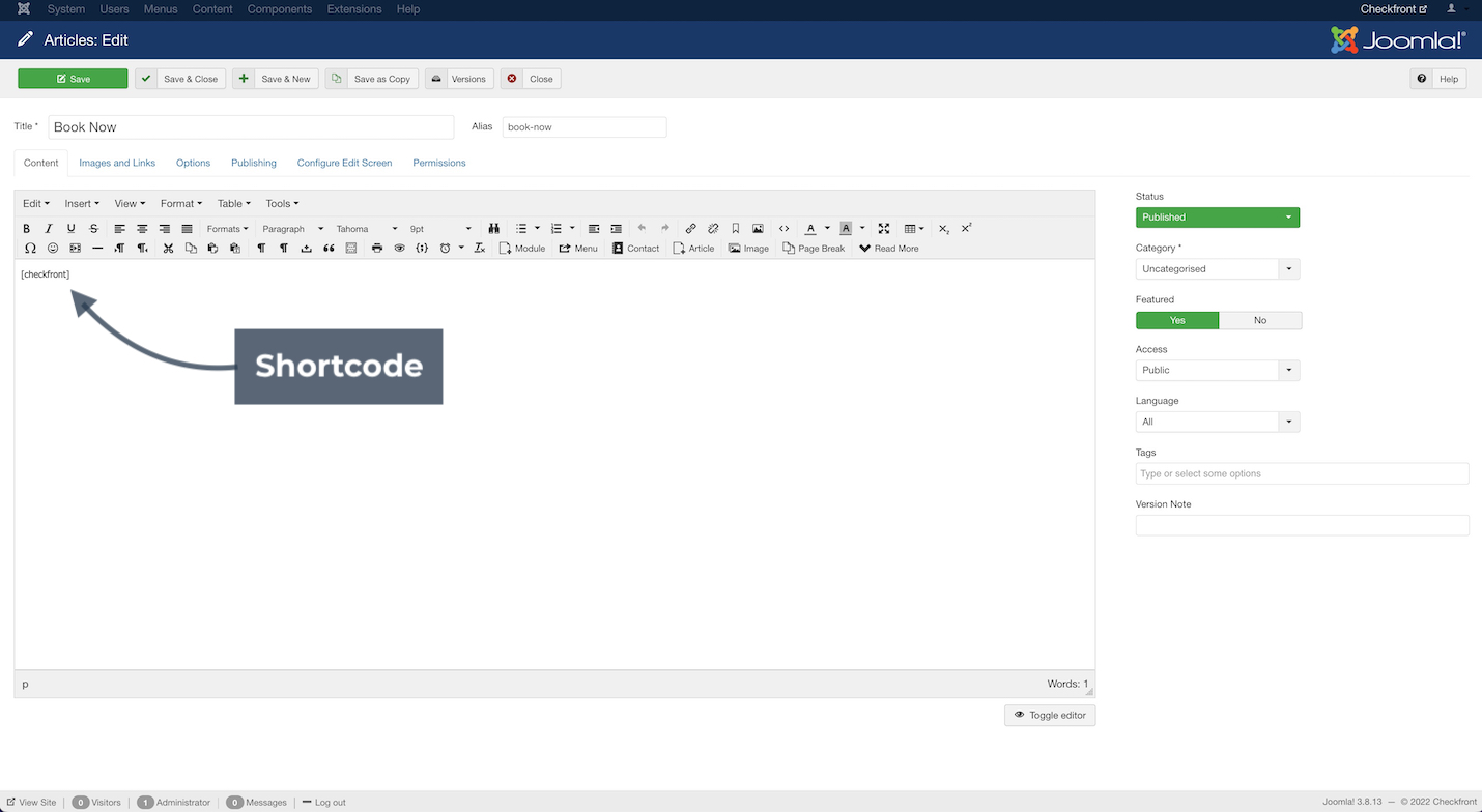 Joomla Default Shortcode