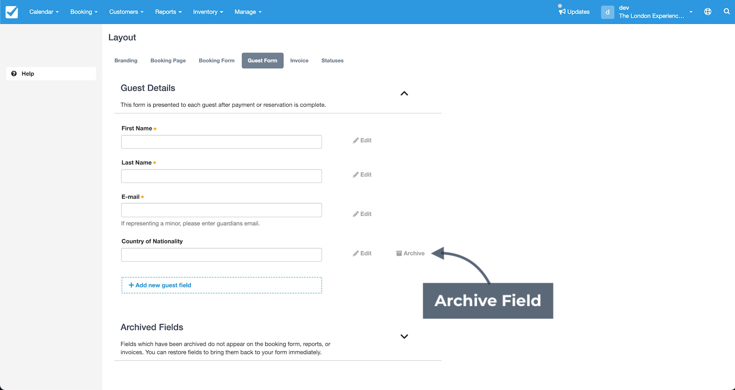 Guest Form Archive Field