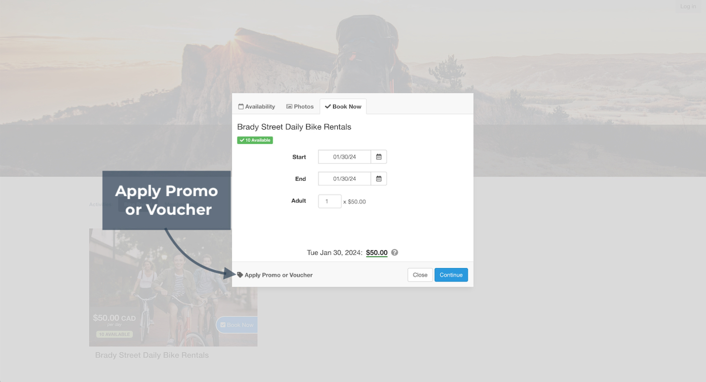 Booking Page Discount Link