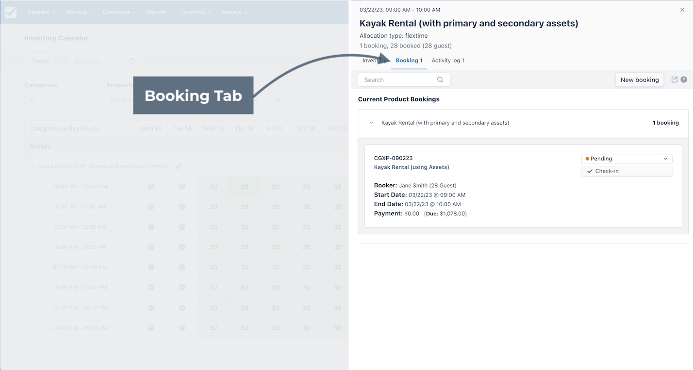 Booking Tab