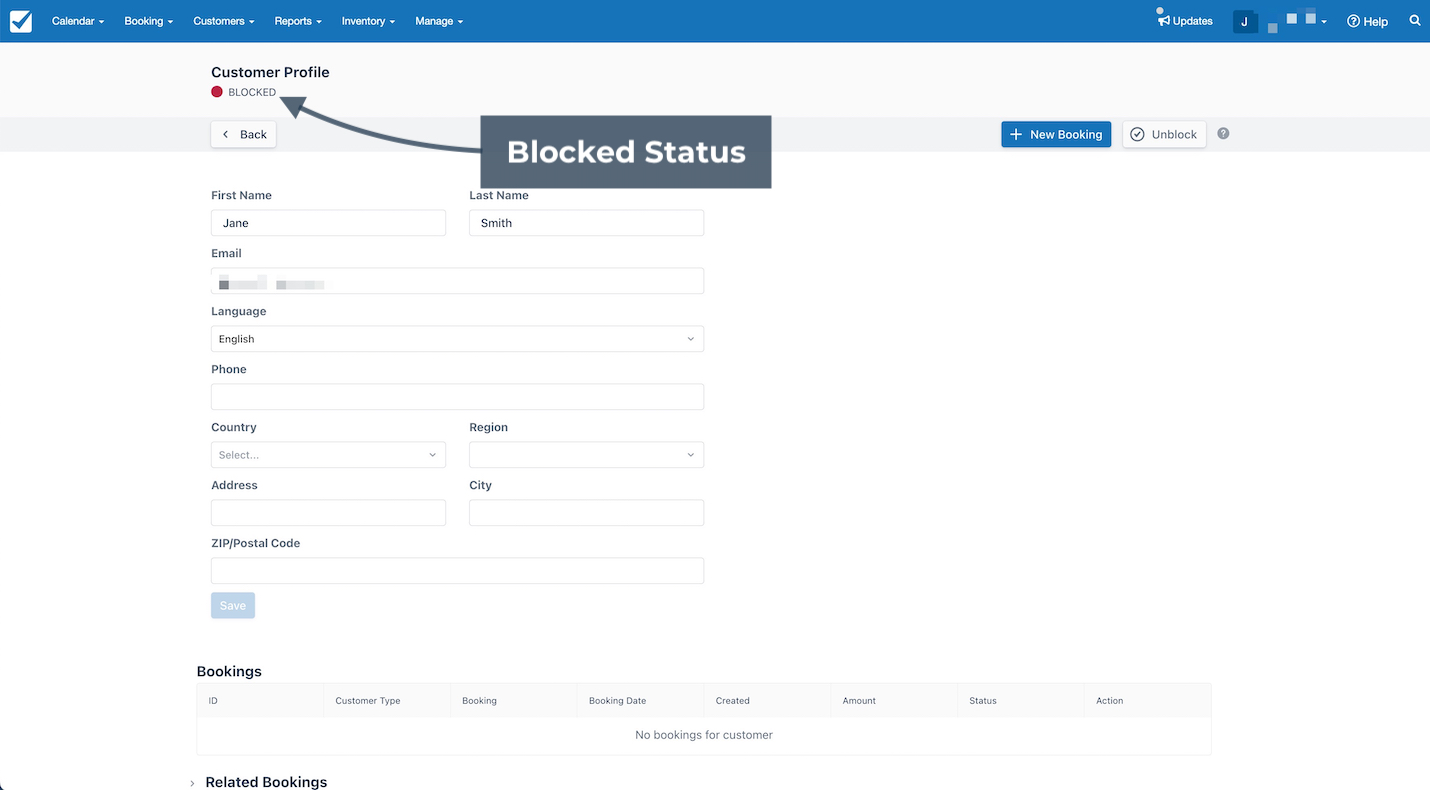 Customer Block Status