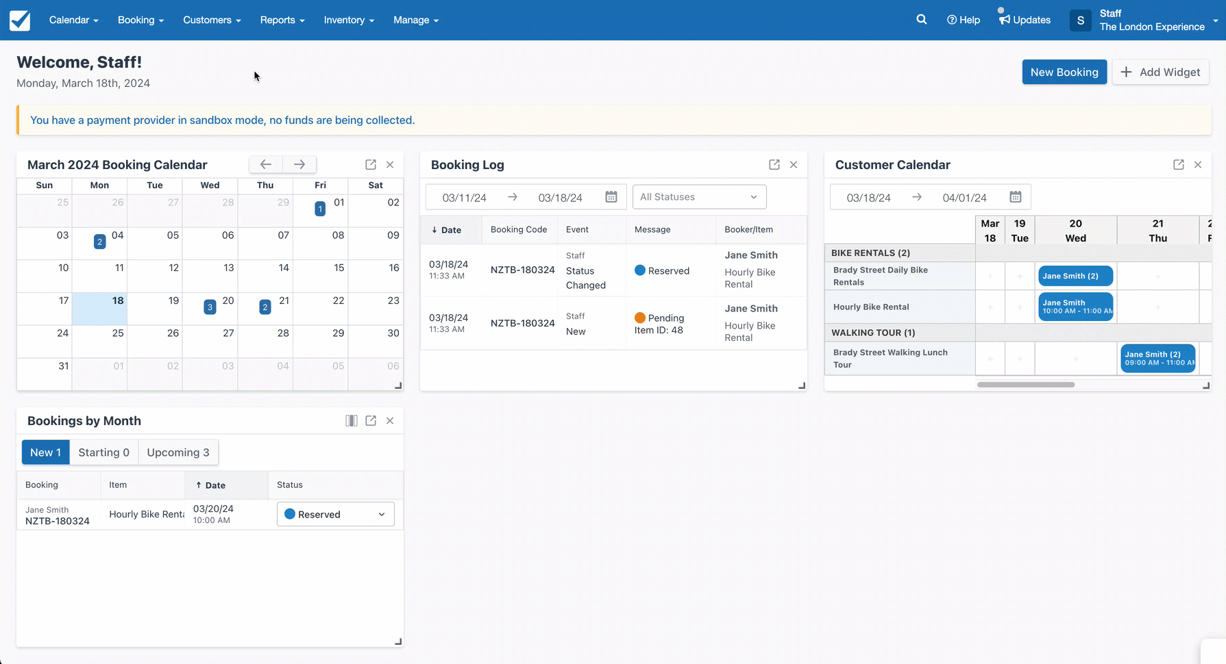 Inventory Calendar Activity Tab