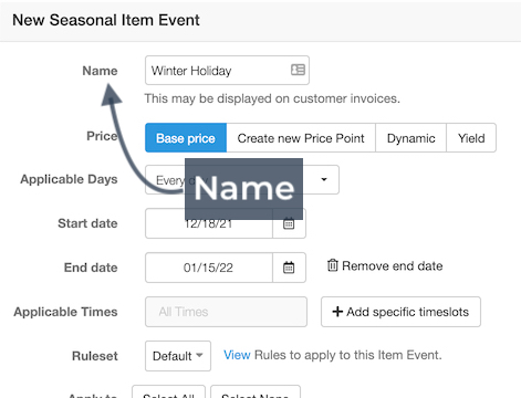 Seasonal Item Event Name