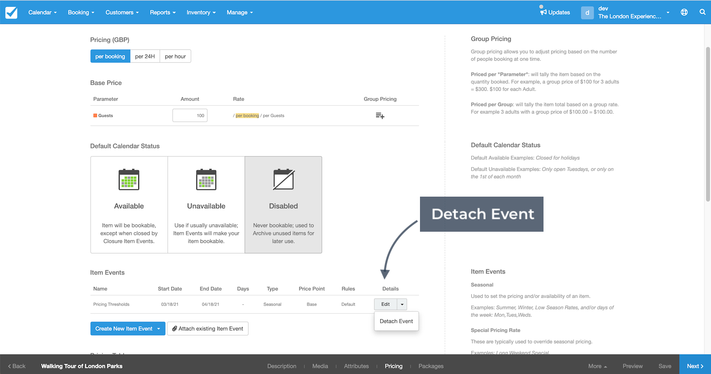 Detach Event