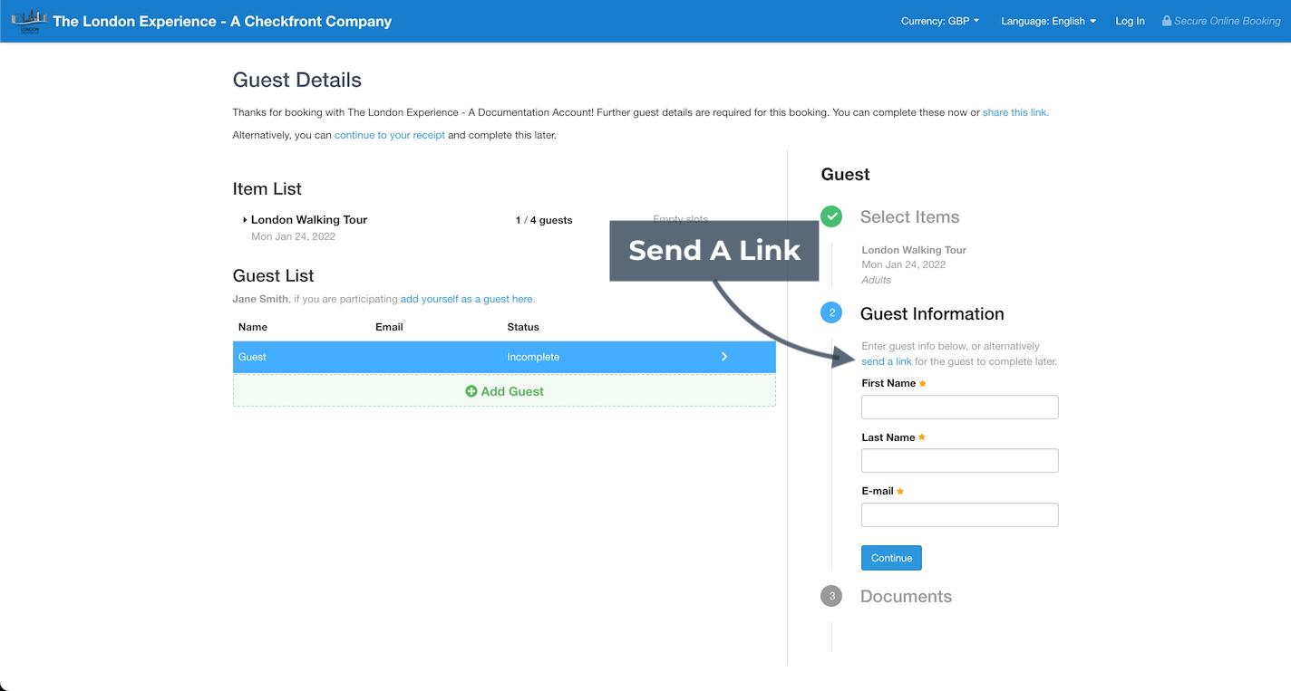 Guest Form Send Link