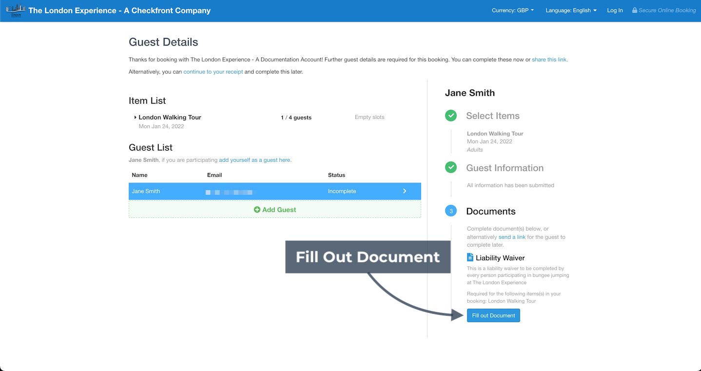 Guest Form Fill Document