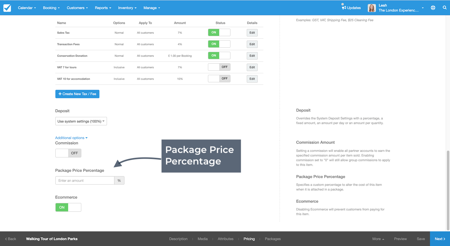 Package Percentage