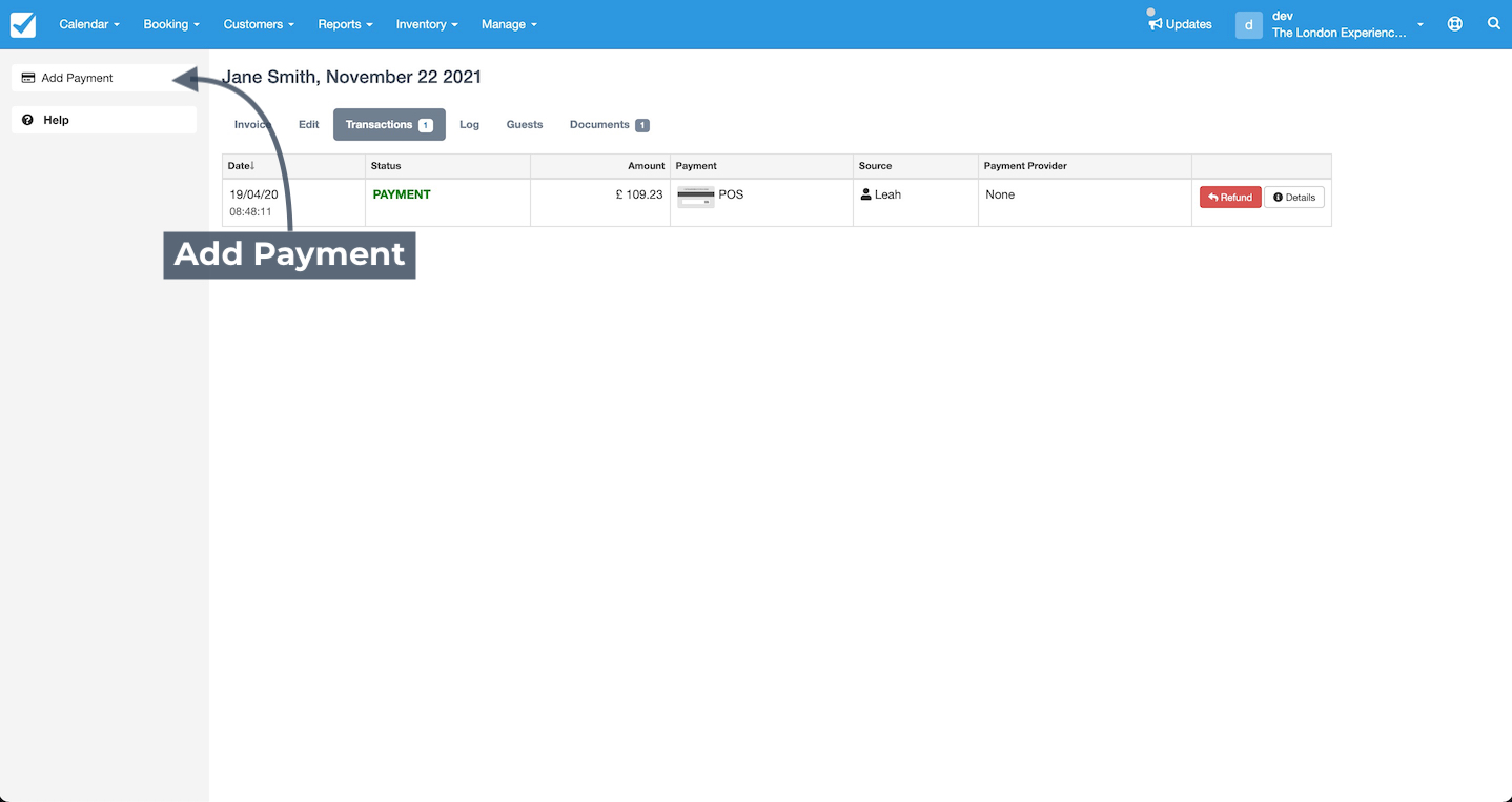 Booking Add Payment