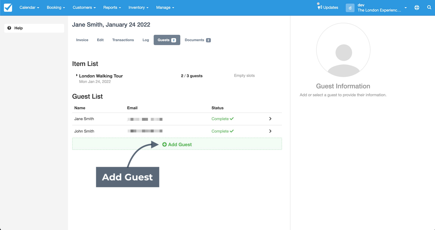 Guest Form Add Guest
