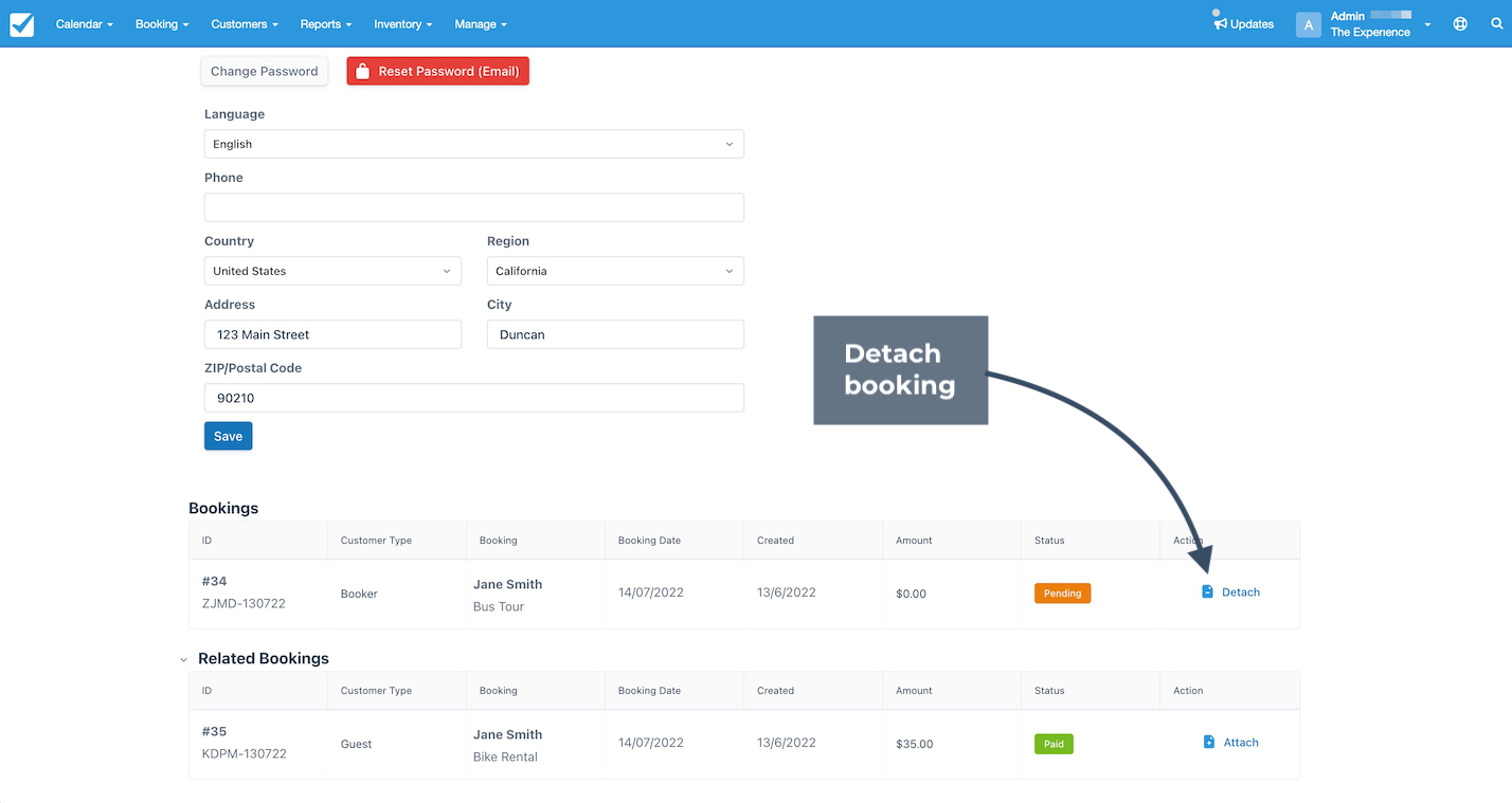 Detach Booking