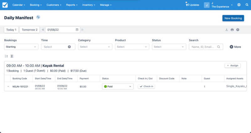 Daily manifest showing how to unassign assets for a booking.