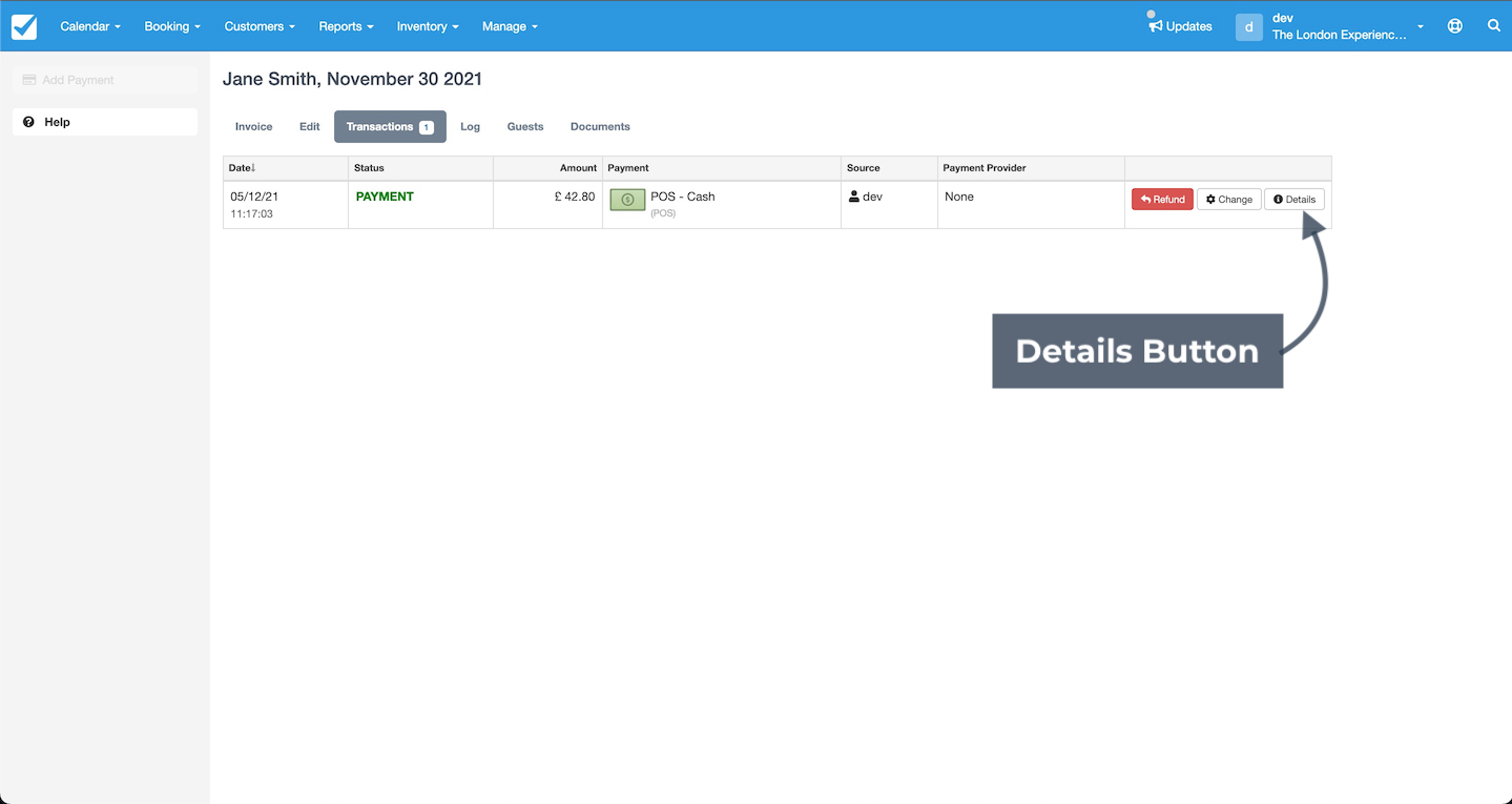 Booking Transactions Details