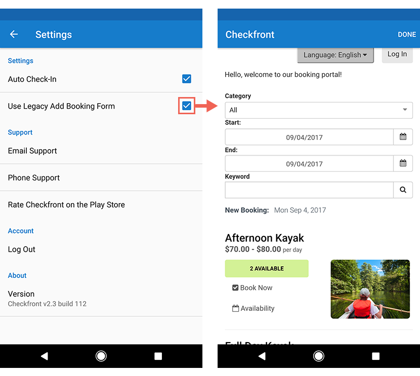 Android App Settings Screen