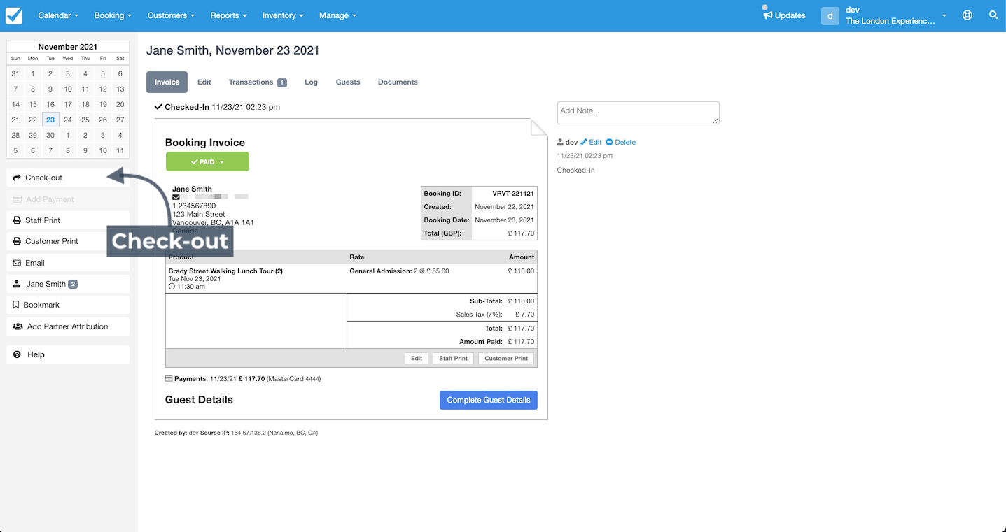 Booking Check-out