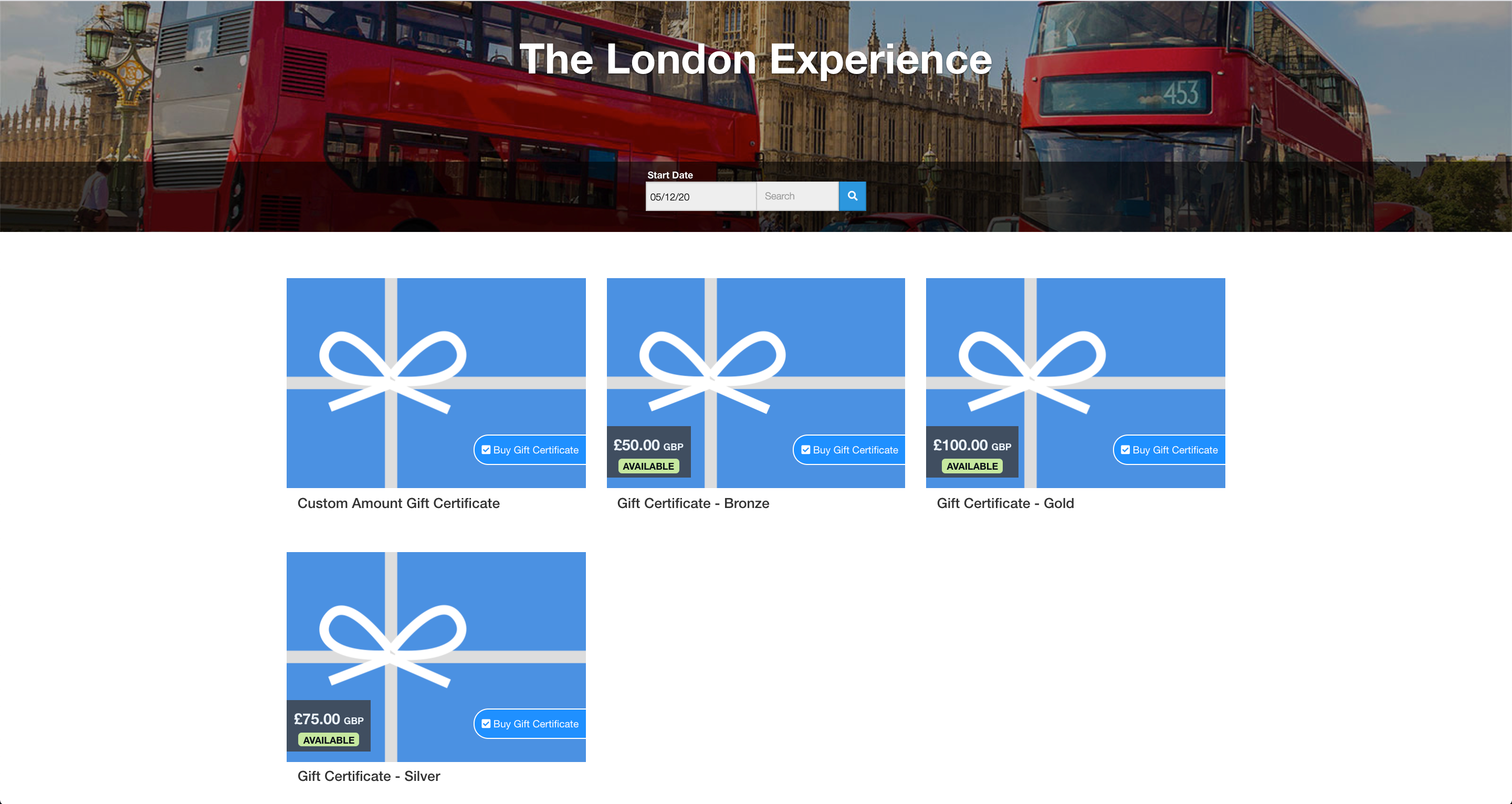 Gift Certificates Hero Layout