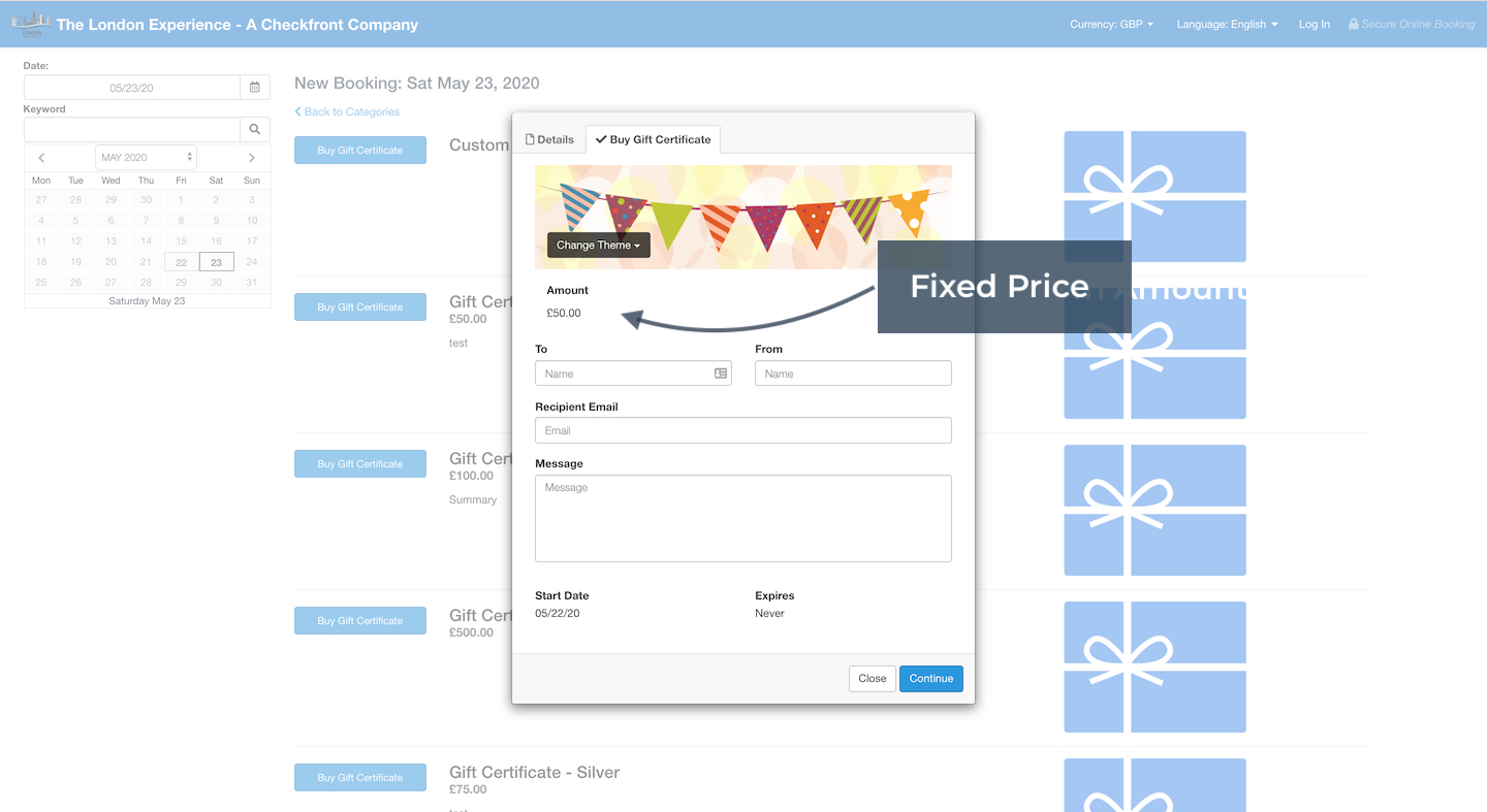 Buy Gift Certificate Fixed Amount