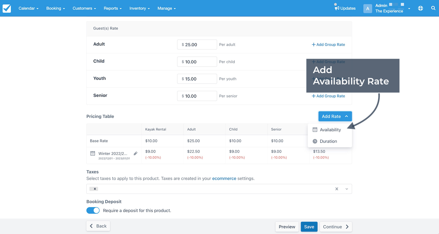 Add Availability Rate