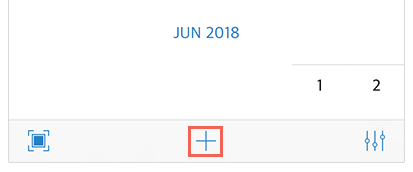 Checkfront calendar view showing plus icon highlighted in the bottom menu to create a new booking.