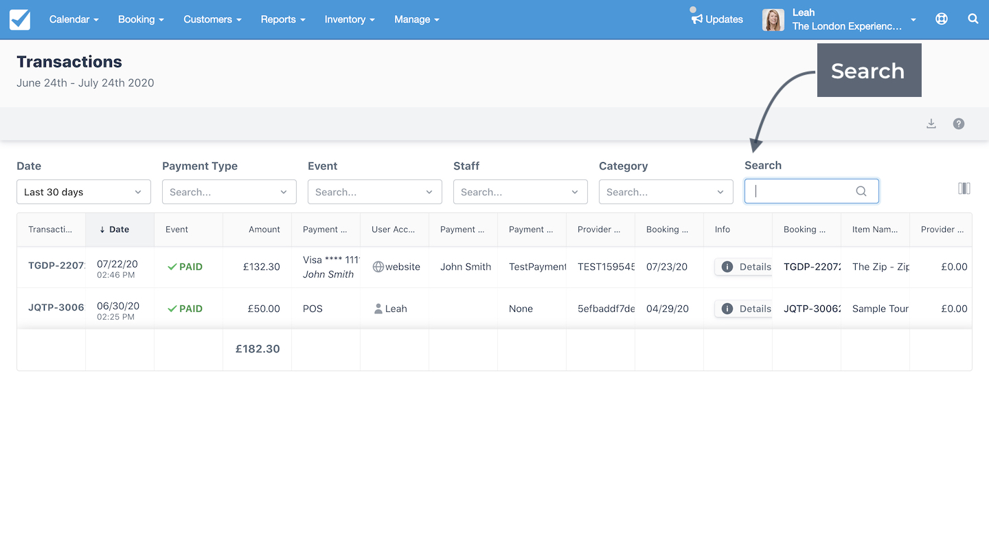 Transactions Search