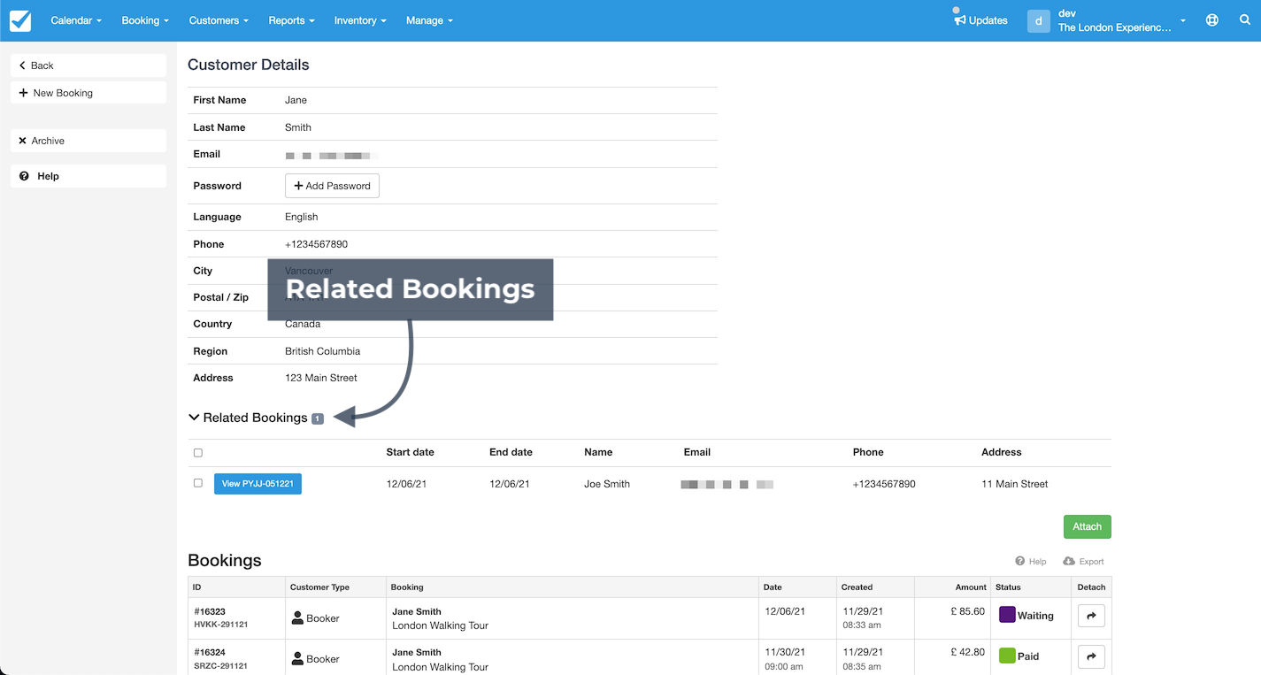 Booking Related Details