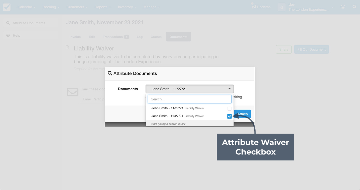Waivers Attribute Menu