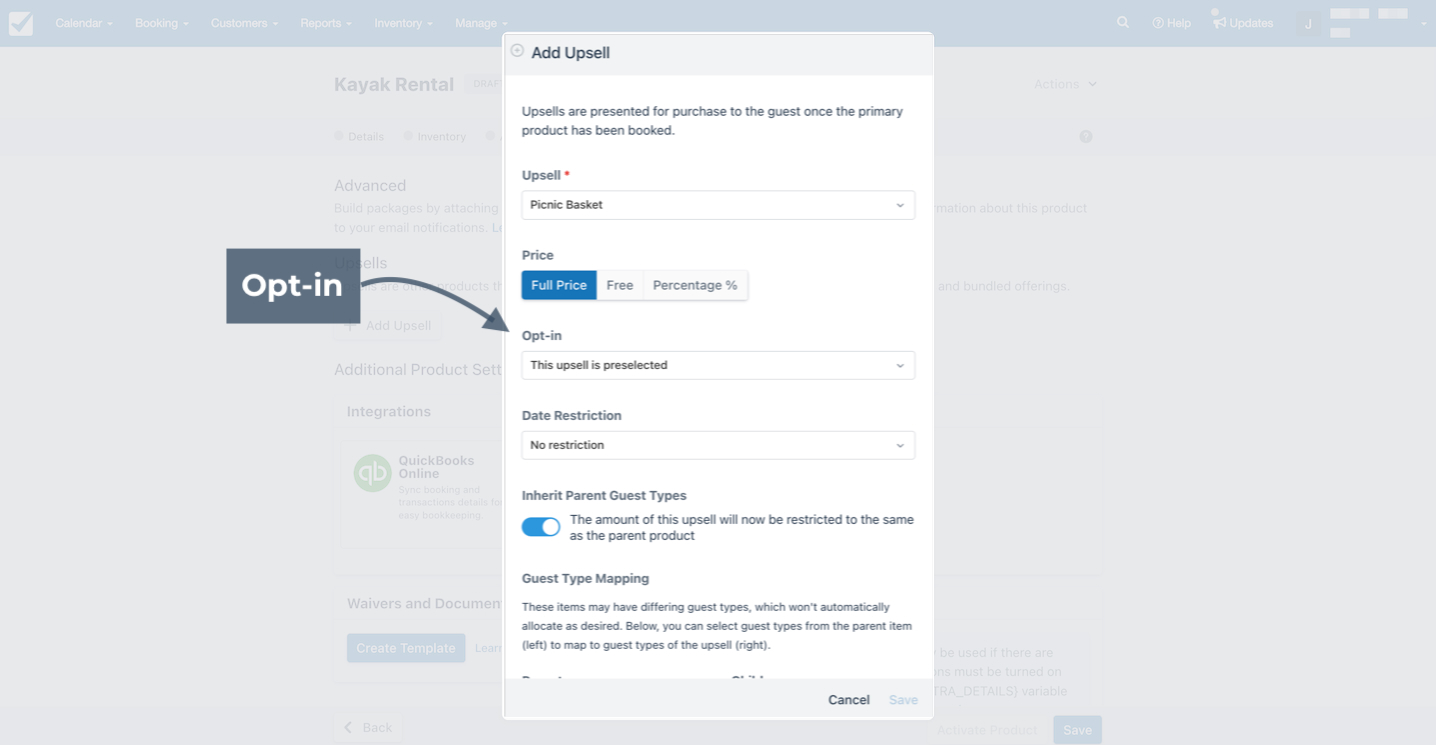 Add Upsell Option