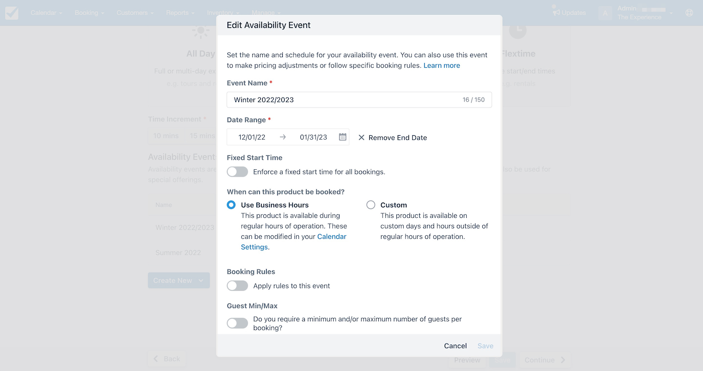 Edit Availability Modal