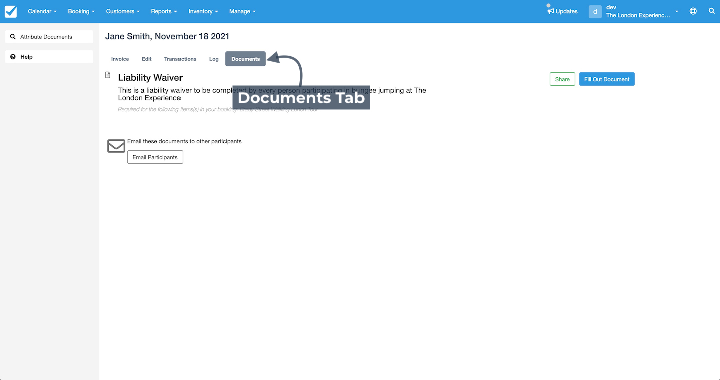 Waivers Documents Tab